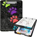 A4 Clipboards,Heavy Duty Waterproof Nursing Plastic Folder Clipboard with Storage Clip Boards,File Folder Storage Box Clipboard Case for Teacher,Doctor,Offices,Paw Prints