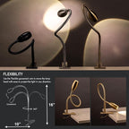 O'Bright Lumos - Versatile Clip-on Lamp: Zoomable Spotlight, Dimmable LED, Flexible Gooseneck, 4000K Light, 100% Metal Clamp - Ideal for Reading, Crafting, Work, and Headboards, Brushed Nickel