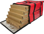 FSE Insulated Pizza Food Delivery Bag Carrier, 18 Inch x 18 Inch x 13 Inch, Breathable Design, Fits Five 16" Pizza Boxes, or Four 18" Pizza Boxes, for Hot or Cold Items, Red