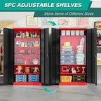 SISESOL Wide & Deep Metal Storage Cabinet with 6 Shelves,72" Tall Red Garage Storage Cabinet with Lock,Metal Cabinets with Locking Doors,Lockable Steel Cabinets for Home,Office,Shop,Garage,72x36x18