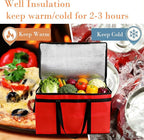 Insulated Bags for Food Delivery, XXXL Pizza Delivery Bags for Hot and Cold Food, Large Capacity Reusable Cooler Bag Keep Food Warm for Grocery Shopping and Catering, Doordash, Travel