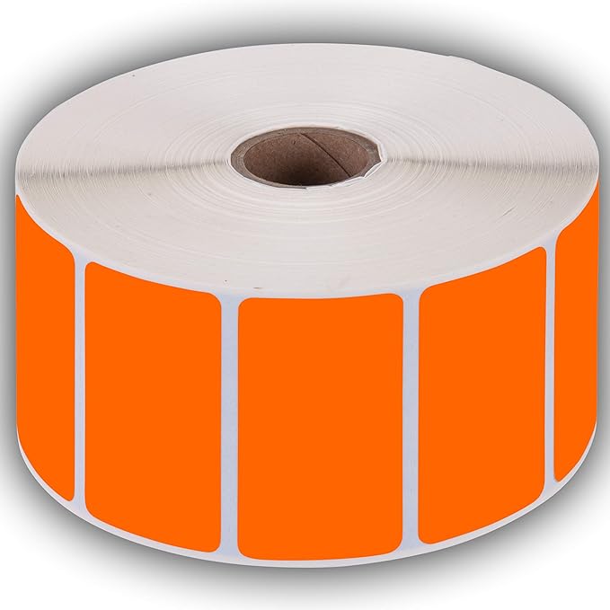 2.25" X 1.25" Direct Thermal Perforated Stickers Labels for Barcodes, Address, Consignment - Compatible with Zebra, Rollo, Godex and More (Orange, 6 Rolls)