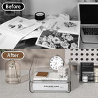 2-Tier Acrylic Paper Tray Organizer - Low-Profile Desk File Sorter for Office/Home, Clear Stackable Letter Tray for Bills, Crafts, Notebooks