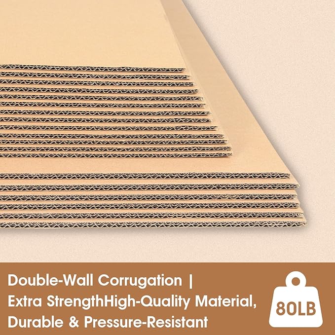 Double Wall Corrugated Cardboard Boxes for Moving(12 Pack), 20" x 15" x 20" Heavy Duty Large Packing Boxes Durable for Packing,Business,Storage (Large-No Handle)