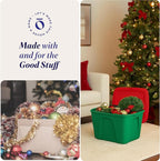 HOMZ 4-Pack Molded Bin, Holiday Storage Containers w/ Lids, 18 Gal, Green/Red Stackable Plastic Totes for Christmas Decorations, Gift Wraps, Crafts