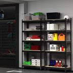 PrimeZone Storage Shelves 2 Pack 5 -Tier Heavy Duty Shelf, 1325 lbs /Pack Capacity Adjustable Metal Garage Storage Rack, Shelving Unit Rack 28" x 12" x 59" for Warehouse Pantry Closet Kitchen Black