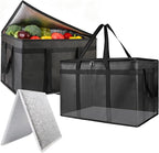2PK Insulated Food Delivery Bag with Baseboard - Reusable Thermal Cooler Grocery Bags for Catering & Delivery, Pizza Carrier for Events, Large Capacity Bag Keeps Food Hot/Cold for Travel, Commercial