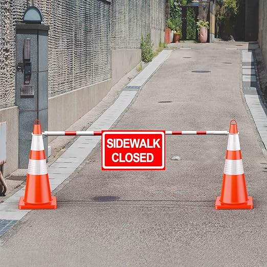 RoadHero 4 Pack 4 FT to 6.9 FT Retractable Cone Bar, Expandable Traffic Cone Bars for Parking Lots, Extendable Barricade for Road Construction, White and Red, Cone Not Included