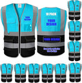 BeautyWill Custom Safety Vest Customized Logo Class 2 High Visibility Reflective Vest with Pockets Construction workwear