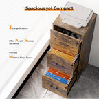 VINGLI 3 Drawer File Cabinet with Lock, Home Office Filing Organizer, for Letter Size File Folder Storage, Wood Tall Vertical Filing Cabinet, Printer Stand, Archivador (Rustic Brown)
