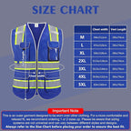 Reflective Safety Vest for Men Women, High Visibility Safety Vest with 8 Pockets Zipper Front, Meets ANSI Standards