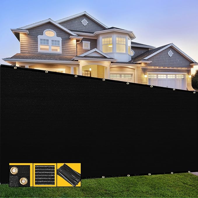 Customized 4' x 37' Black Fence Privacy Screen,with Bindings & Grommets,Heavy Duty for Gardens Backyard Patio Tennis Court Pool Construction Project Outdoor Events,We Make Custom Sizes