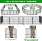 Heavy Duty Dog Playpen: 24 Steel Panels 40" Height, Square Steel Pipe with Reinforced Crossbars, 54FT 227 Sq.ft Portable Fence for Yard RV Camping, Snowy Black