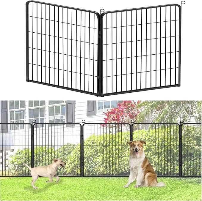 Decorative Metal Garden Fence Add-on Fence Panels, 32in(H) x 5.3Ft(L) No Dig Fence 2 Panels Fencing for Dogs Animal Barrier Fence Garden Fencing for Yard, Patio, Without Gate