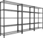 Storage Shelves Heavy Duty, 3 PCS 36" L x 14" W x 72" H Garage Wire Shelving Unit Loads 1750LBS, 5-Tier Adjustable Metal Industrial Utility Shelf Rack for Kitchen, Laundry Room, Warehouse, Basement