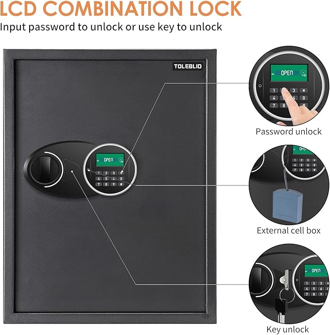 220 Position Large Key Lock Box Wall Mount with Code, Digital Key Cabinet Wall Mount Key Organizer with Key Tags, Adjustable Key Safe Key Holder for Car, Hotels, Office, House