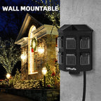 TiFFCOFiO Outdoor Power Strip Weatherproof, 50 FT Extension Cord with Power Stake, 6 Grounded Outlets for Outdoor Lights, 15A/1875W, ETL Listed