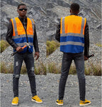zojo High Visibility Safety Vests With Pockets, Pack of 10,Wholesale Reflective Vest for Outdoor Works, Cycling, Jogging, Walking,Sports - Fits for Men and Women(XL- Mesh-Mix Orange & Blue)