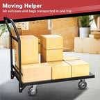 Platform Truck, 2100 lbs Load Bearing Carbon-Steel Heavy Duty Cart, 47.24" Length x 23.62" Width x 35.03" Height Flat Cart with 5" Swivel Casters, Push Cart Dolly for Warehouse and Home Moving