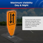 Impact Recovery - Work Zone Opposing Traffic Lane Divider - Road Signs for Work Zone Safety - Arrow Sign - Construction Safety - Traffic Control Street Signs