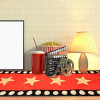 4 Pcs 13 x 72 Inch Movie Night Table Runner with Gold Star Design - Red Carpet Decoration for Birthday Party Supplies（red）