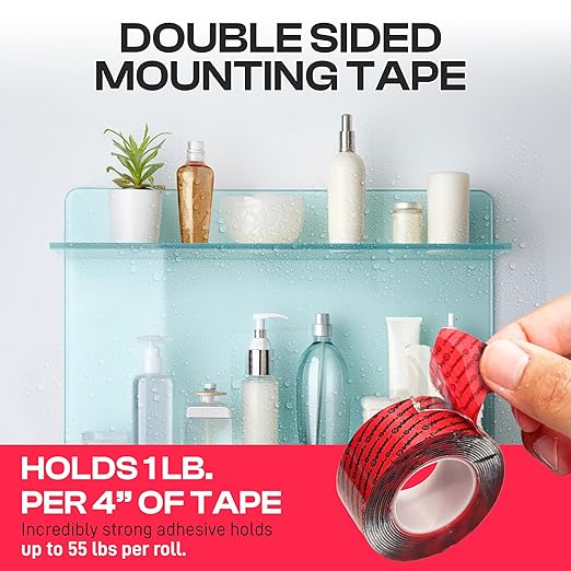 GripBond Clear Double Sided Tape, 1 Roll (18.3 Ft), 1.2”x220” – Clear Mounting Tape for Hanging Picture, Poster, Carpet, Photo Decorations - Nano Adhesive for Home, Office, Indoor & Outdoor Use