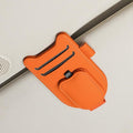 Sunglasses Holder for Car Visor, Magnetic Leather Glasses Eyeglass Clip, With Ticket and Pen Clip (Orange)