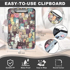 Clipboard with Storage,Storage Clipboard with Pen Holder,Heavy Duty Plastic Storage Clipboard with Low Profile Clip, Clipboard Folder, Teacher Must Haves, Office Supplies,Colorful Cats