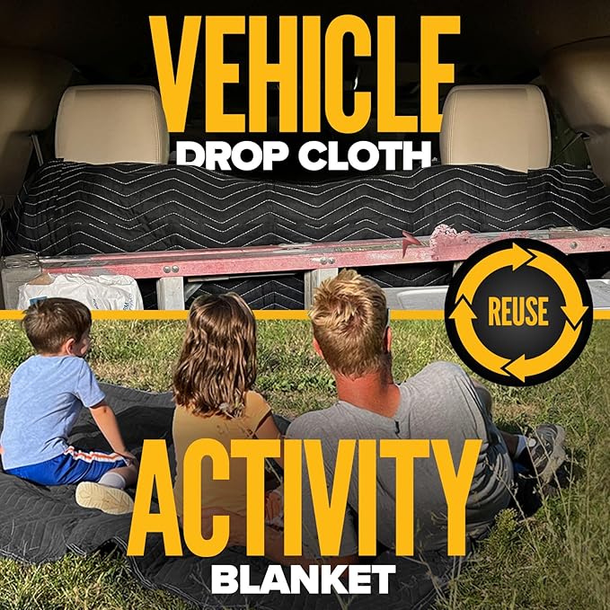 US Cargo Control Moving Blankets 72"x80" MBDELUXE65 Econo Deluxe, (65 lb/doz Weight), Professional Quilted Large Moving Blankets, Furniture Packing Pads for Shipping, Cargo Blanket, Black