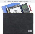 Rough Enough Important Document Storage Bag File Folder Organizer Pouch with Zipper Black Waxed Canvas Water Repellent for Travel Office Home