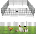 10 Panels Garden Fence Dog Fence Outdoor for Yard,24in H x 20ft L Rustproof Metal Fencing with Ground Stakes|No Dig Temporary Animal Proof Containment for Pets/Rabbits|Durable Patio Security Panels