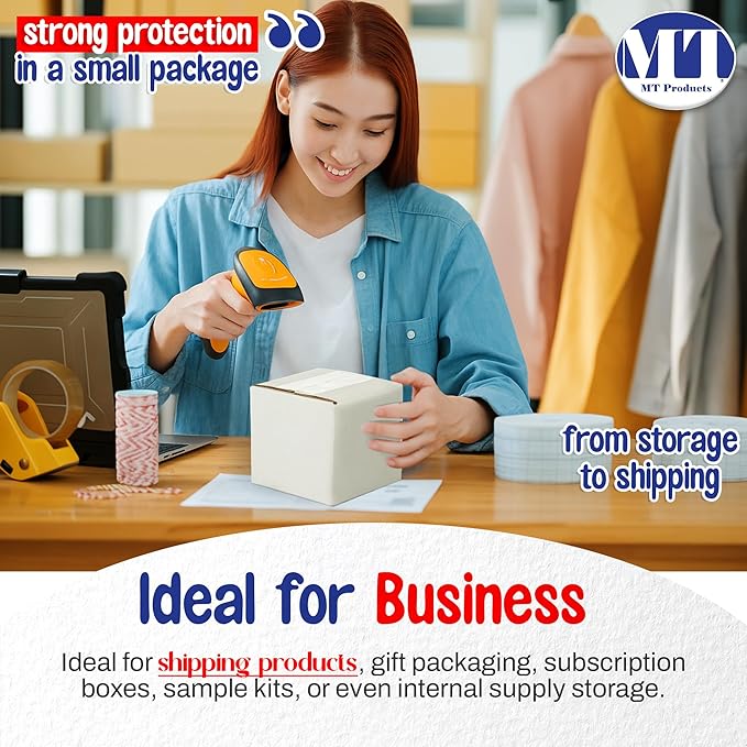 MT Products Sturdy White Corrugated Cardboard Shipping Boxes 6" x 6" x 6" - Small Mailing/Moving Boxes for Transport - Pack of 10