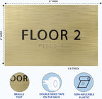 6" X4" Floor 2 Sign - ADA Compliant Tactile Graphics Grade 2 Braille Text | Wall Mount Plastic Directional Assistance, Floor Number Sign for Office, Schools, Hospitals, Apartments