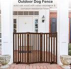 36" Height Extra Tall Freestanding Pet Gate, Solid Wood Folding Safety Fence Wooden Dog Gate with 2 PCs Support Feet Ideal for Stairs, Doorways, Halls, Kitchens, Heavy Duty Gates, 3 Panels, Walnut