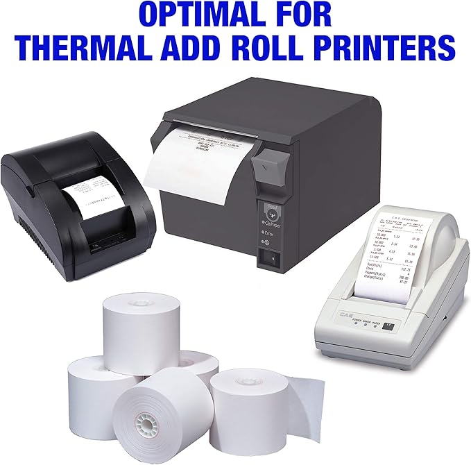 Thermal Paper Receipt Rolls, 2-1/4" x 50', 48 Gram Weight, BPA Free, Grade A, Pure 85 White Paper, Unique Thermal Coating
