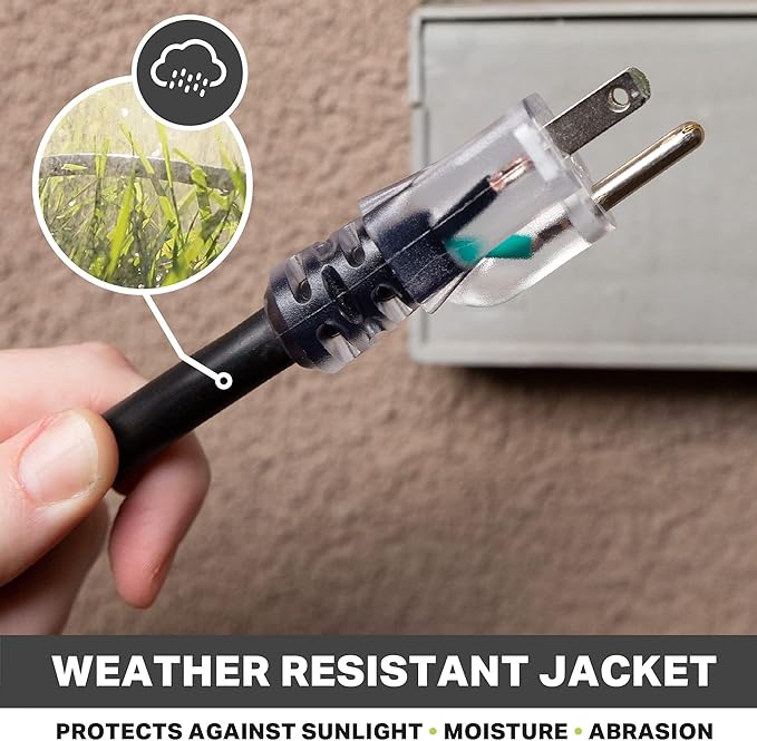 12 Gauge Extension Cord 25 Ft, SJTOW Oil Resistant & Flame Retardant Heavy Duty Extension Cord Black 3 Prong 25ft, 12/3 Black Outdoor Electric Cable Great for Major Appliance, Farm & Ranch