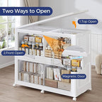 200GAL Storage Bins with Lid and Wheels, Stackable Closet Organizers and Storage Drawer, Collapsible Storages Box with Dividers, Foldable Plastic Cabinets for Room, Kitchen, 5 Pack White
