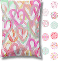 10x13 Designer Poly Mailer 100 Pack Heavy Duty Waterproof Self Seal Shipping Bags for Small Business Large Mailing Envelopes Bulk Tear Resistant Cute Packaging Happy Hearts