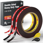 2 Pack Double Sided Heavy Duty Tape, Made of 3M VHB Tape, 16.5 FT × 0.39 IN Mounting Adhesive Foam Tape Waterproof High Temperature Resistant for Automotive LED Strips Home Office Decor Indoor Outdoor