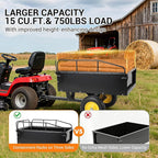 GAOMON 500LB Heavy Duty Tow Behind ATV Trailer Steel Dump Cart - 10-Cubic Feet Capacity - Garden Utility Trailer - Trailers with Removable Tailgate for Riding Lawn Mower Tractor