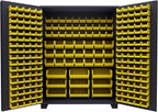 Jamco Tool Storage Cabinets with Bin Mounts, Model DE, Includes 230 Bins, 60-Inch W x 24-Inch D x 78-Inch H, Yellow Bins