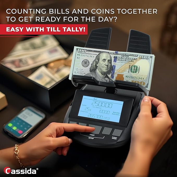 Cassida Professional Money Counting Scale Bill Counter (Till Tally), 1 Pack, Black