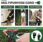 13 Amp Outdoor Extension Cord 10 ft, 16/3 SJTW 10ft Green Extension Cord 3 Prong, Weatherproof for Outdoor Lights, Landscaping & Lawn - US Veteran Owned