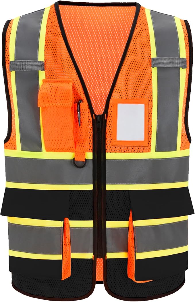 AYKRM 11 color High Vis Reflective Safety Vest for Women Men Security Pocket Zipper