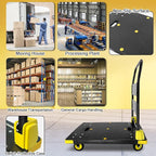 Platform Truck Cart 1000LBS Chinco Star Folding Push Cart Dolly Portable Moving Dolly Cart with 360° Swivel 5'' Wheels Heavy Duty Foldable Flatbed Cart for Hand Moving (35L x24W x40H in)