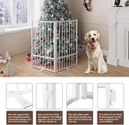 2 Panels Full Metal Freestanding Dog Gates, 40” W x 36” H Folding Pet Gate Fence with Support Feet for Indoor,Stairs, Hallways and Doorways(White)