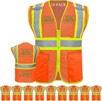 Custom Safety Vest with Logo Pockets High Visibility Reflective Vests Construction Security Workwear