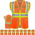 Custom Safety Vest with Logo Pockets High Visibility Reflective Vests Construction Security Workwear