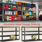 62" Wide Heavy Duty Garage Shelving Units, 27" D 4-Tier Deep Storage Shelves,Black Metal Garage Shelves,Steel Shelf,Large Storage Rack,Industrial Shelving for Shop, 62" W x 27" D x 62" H