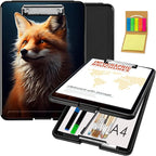 Clipboard with Storage,Office Supplies Nursing Clipboards Folder with Pen Holder Plastic Foldable Clip Board with Storage for Nurse Teacher,Cute Fox
